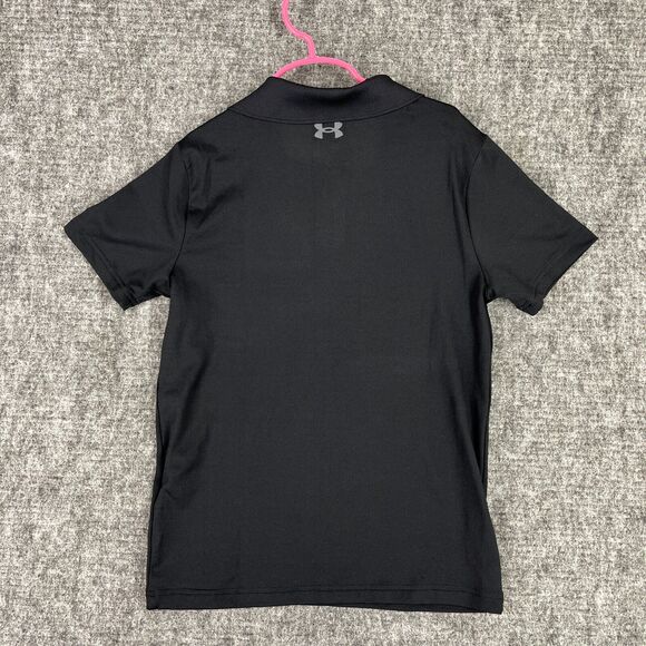 Under‎ Armour Polo Shirt Boys Medium Black Performance Tech UPF 50 Golf Formal - Picture 2 of 6